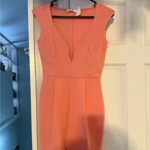 Elegant Coral Sleeveless Dress